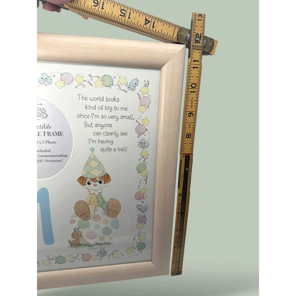 Vintage Hallmark Precious Moments 1st Birthday Photo Frame 3x5 Pastel Clown